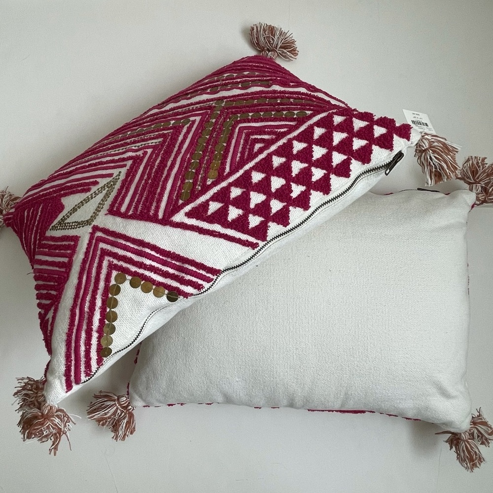 NWT 2 Anthropologie bohemian sequin pattern pillow - Picture 8 of 9